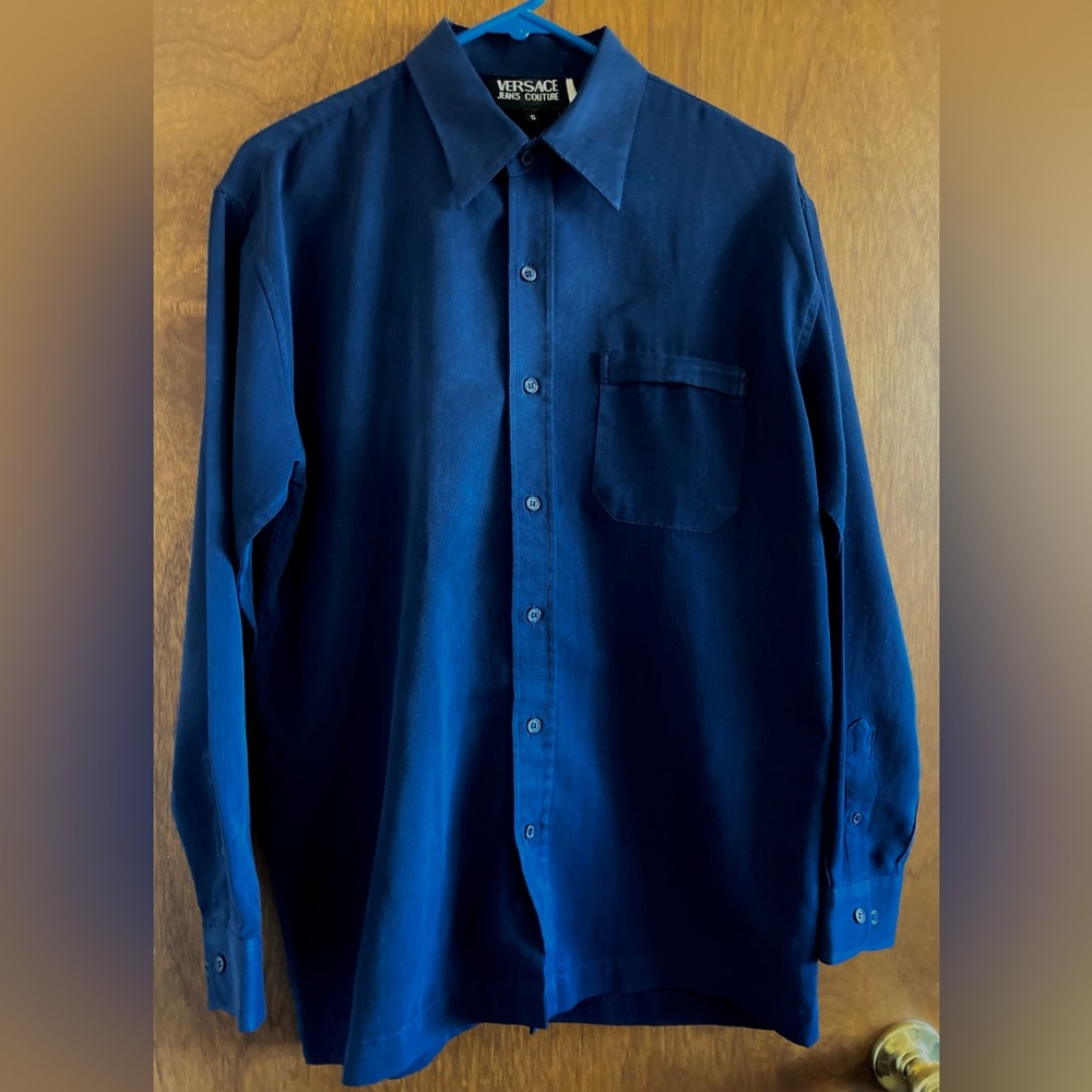 Versace Jeans couture Navy Blue Button Down Dress Shirt Men’s Size Small